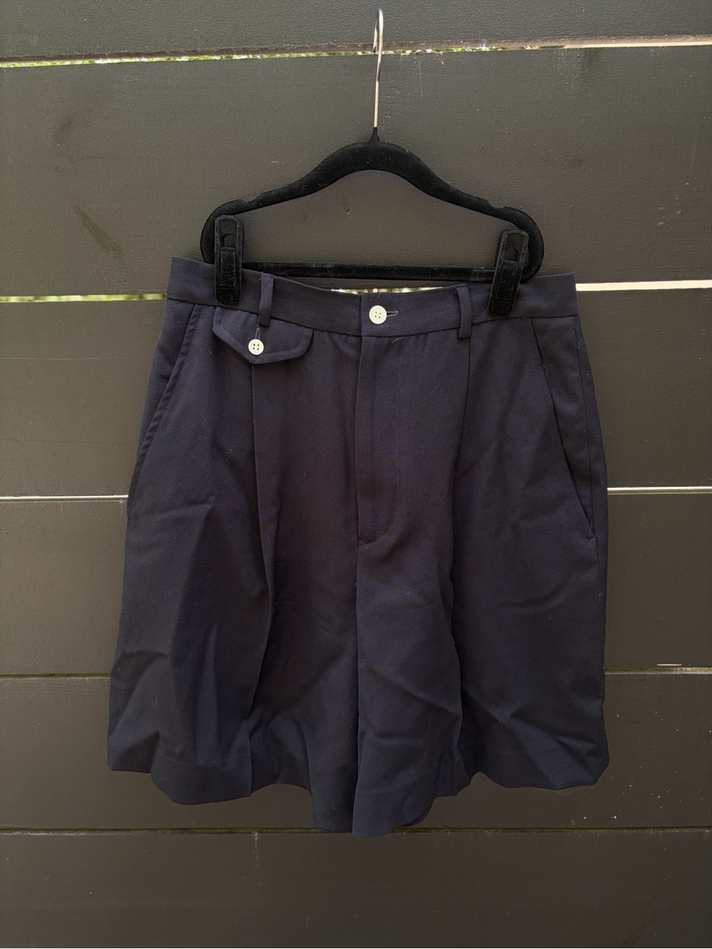 Vintage Ralph Lauren 100% Wool Navy Pleated Shorts Size 10 Made in USA
